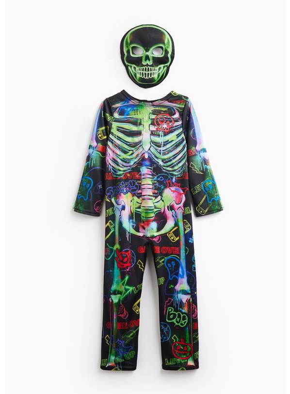 Neon Skeleton All-in-One Fancy Dress Costume 7-8 years